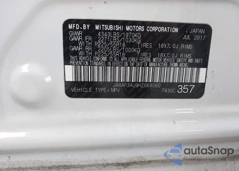 2017 Mitsubishi Outlander Sport 2.0 Es from USA, damaged, VIN JA4AP3AU9HZ068060